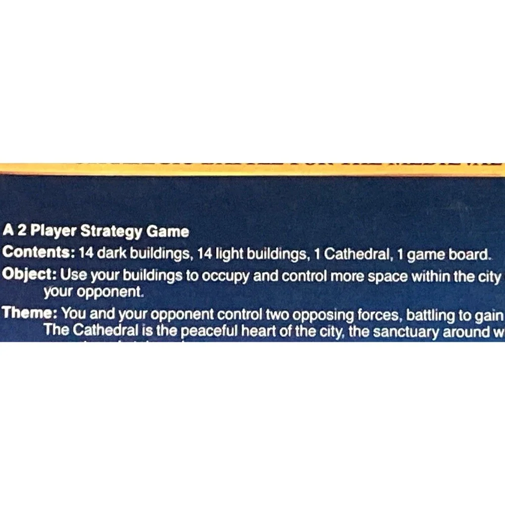 Cathedral Strategic Battle for the Medieval City Board Game 1986 No Instructions